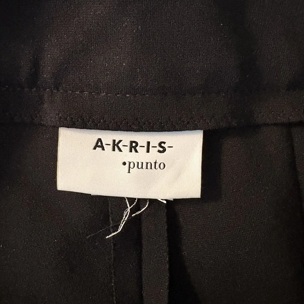 Akris Punto Pintuck Crease Stretch Knit Pants Black Size US 12 Minimalist Office